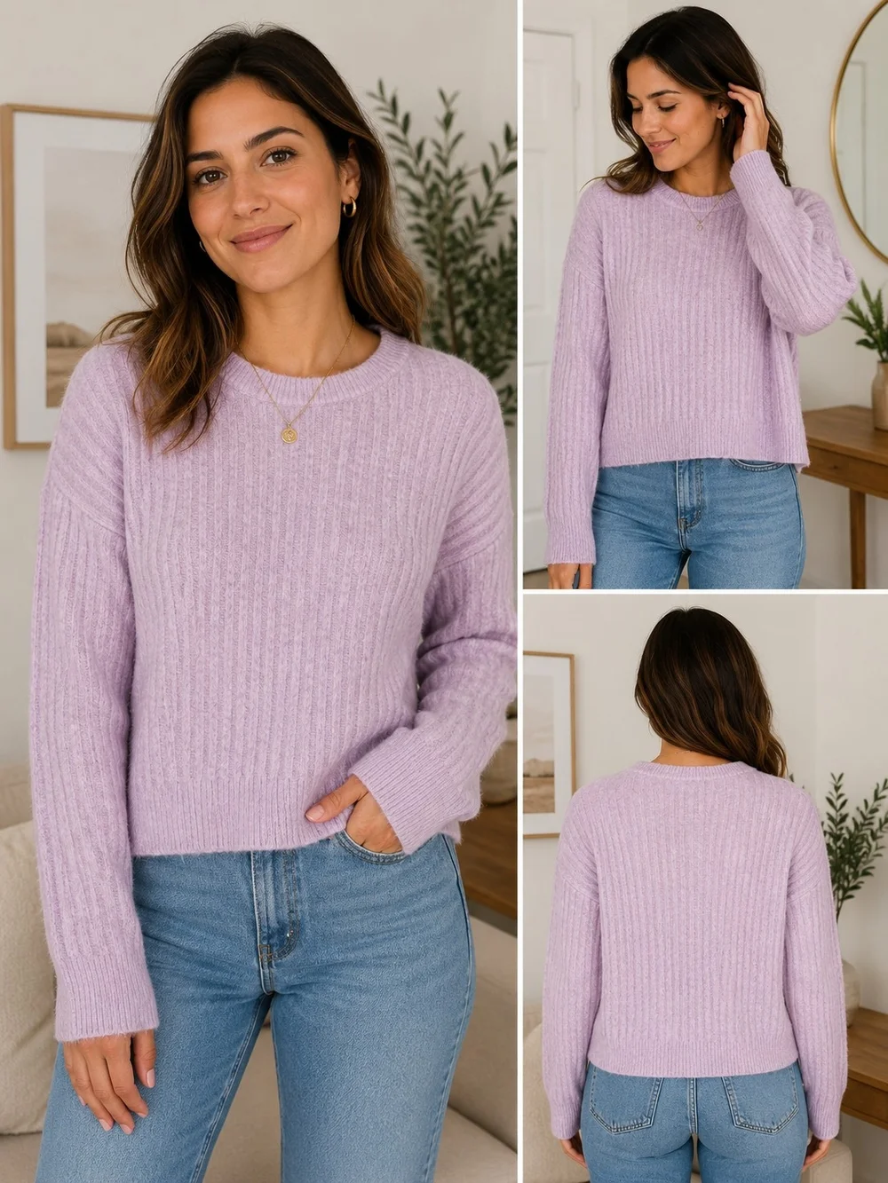 Madewell Lilac Ribbed Crewneck Sweater - Women's Knit Pullover M